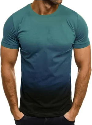 Mens Casual Shirts Short Sleeve Big and Tall Shirts Gradient Color Workout Graphic Tees Work T-Shirts Trendy Clothes