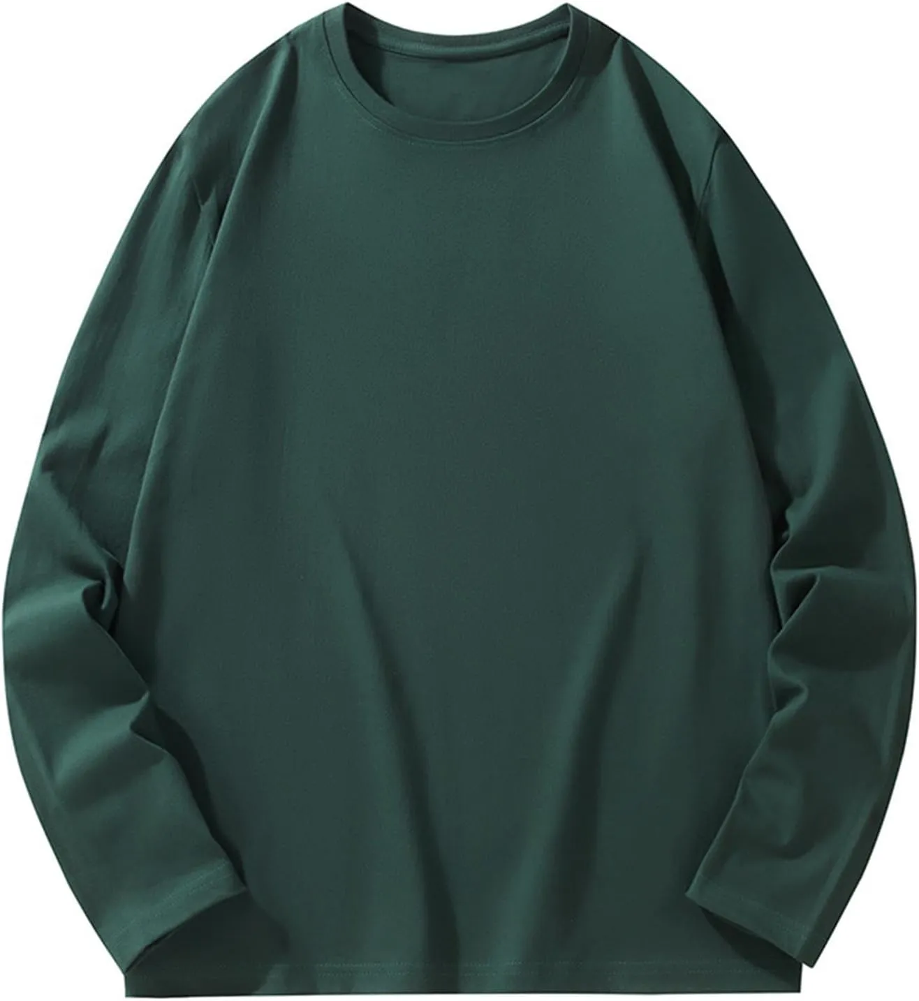 Men's Cotton Tshirts Casual Stylish Solid Long Sleeve Shirt Oversize Baggy Crewneck Breathable Pullover Tops 2024