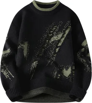 Men's Crewneck Sweater Long Sleeve Ribbed Pullover Lightweight Knitwear Casual Loose Tops 2024 Fall Fashion Sweater