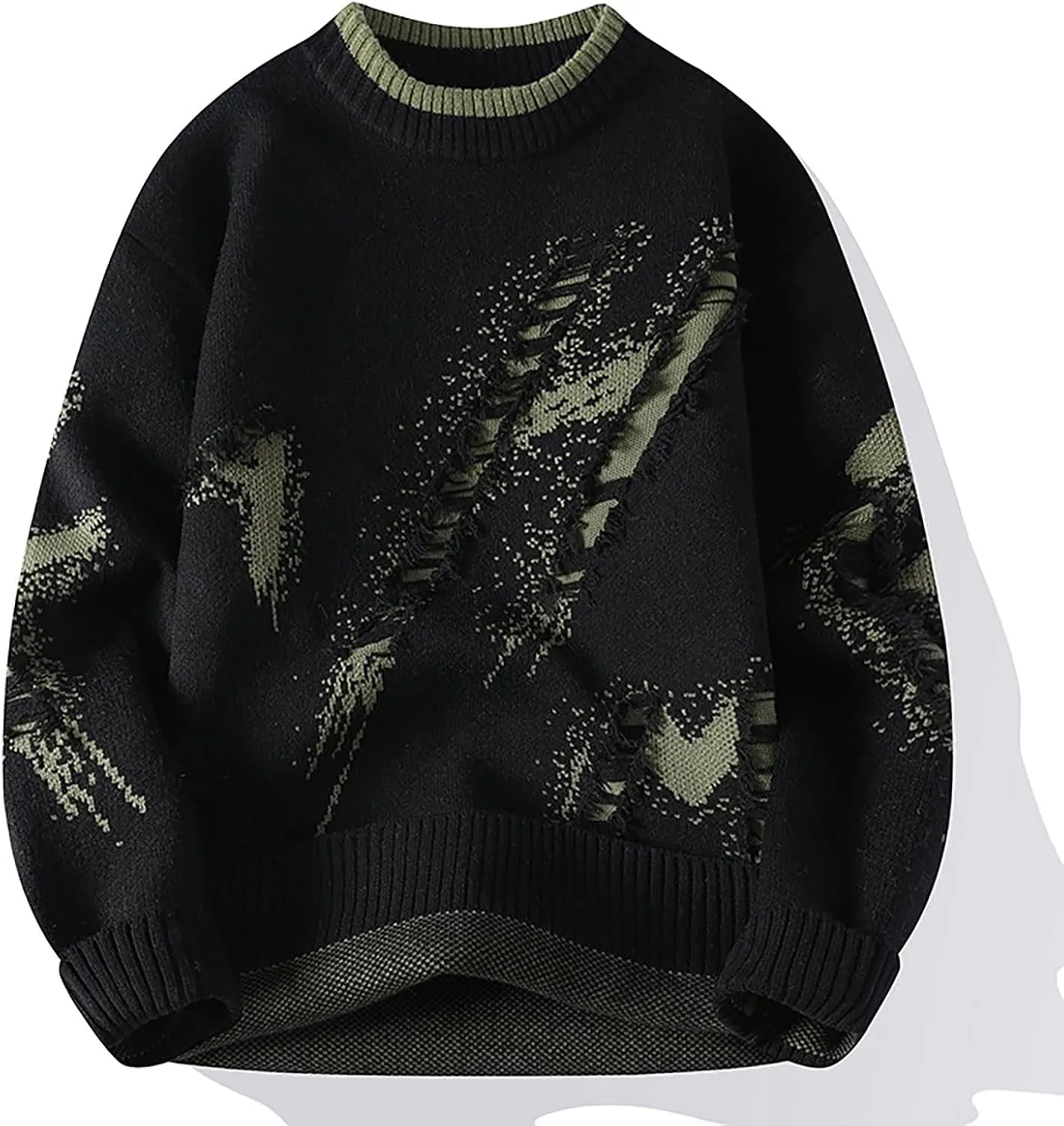Men's Crewneck Sweater Long Sleeve Ribbed Pullover Lightweight Knitwear Casual Loose Tops 2024 Fall Fashion Sweater