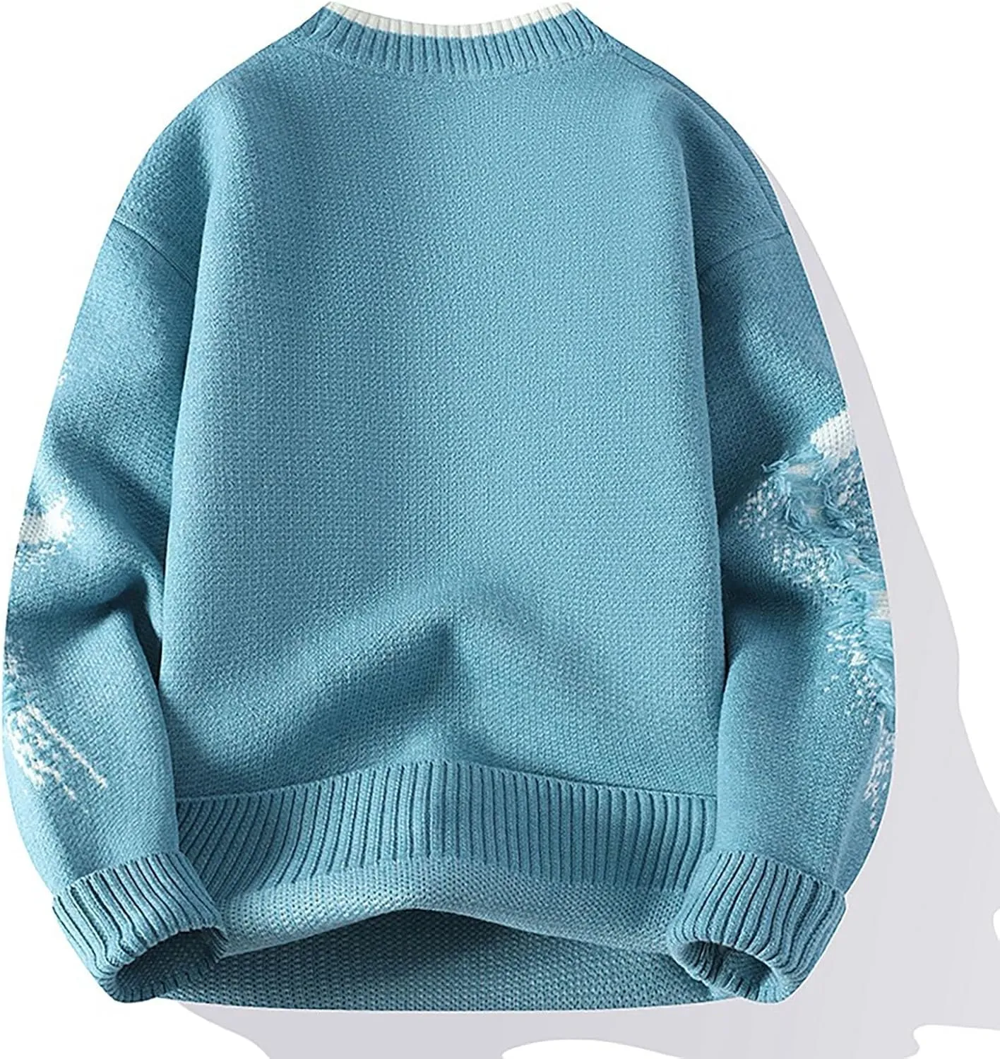Men's Crewneck Sweater Long Sleeve Ribbed Pullover Lightweight Knitwear Casual Loose Tops 2024 Fall Fashion Sweater