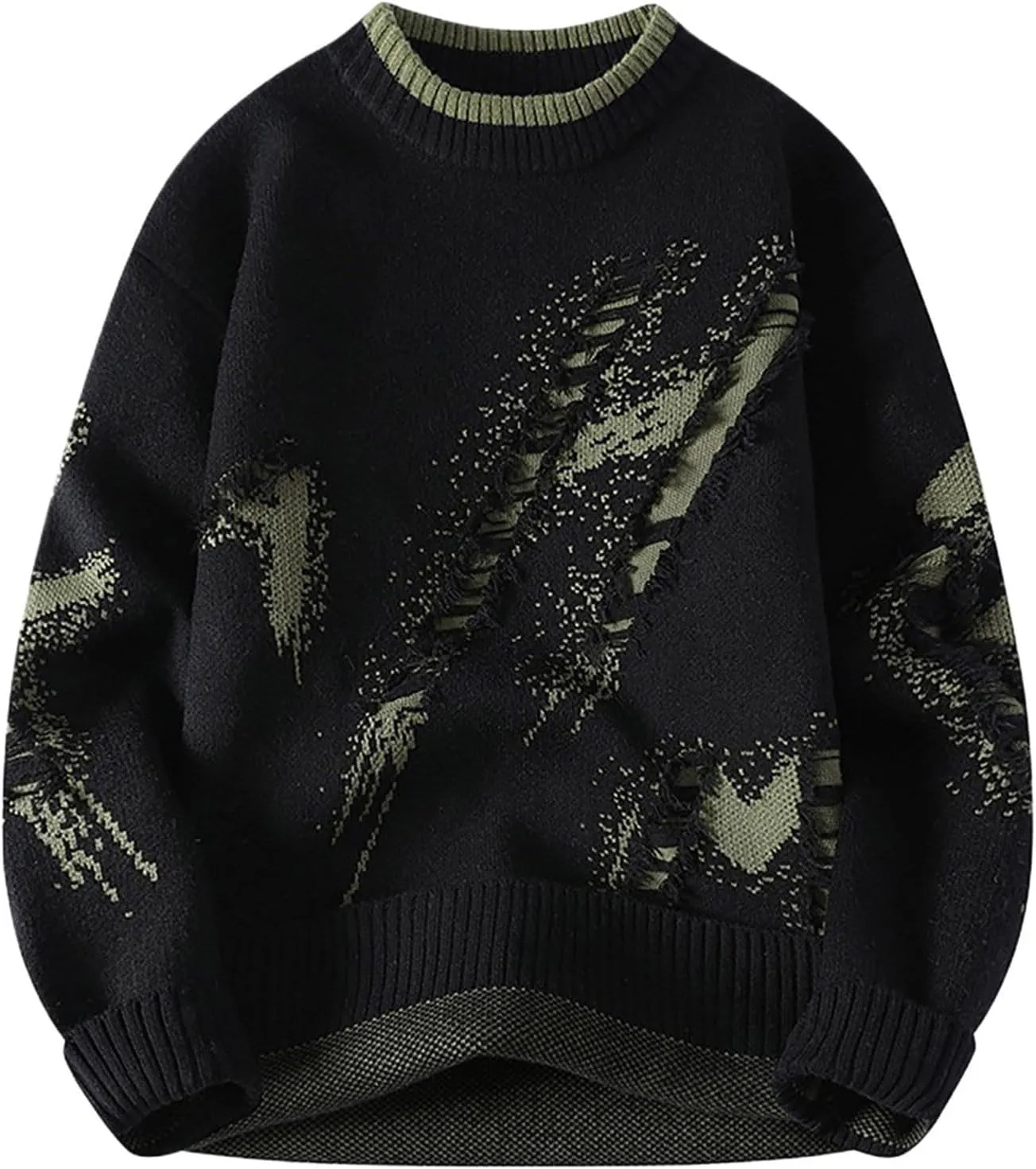 Men's Crewneck Sweater Long Sleeve Ribbed Pullover Lightweight Knitwear Casual Loose Tops 2024 Fall Fashion Sweater
