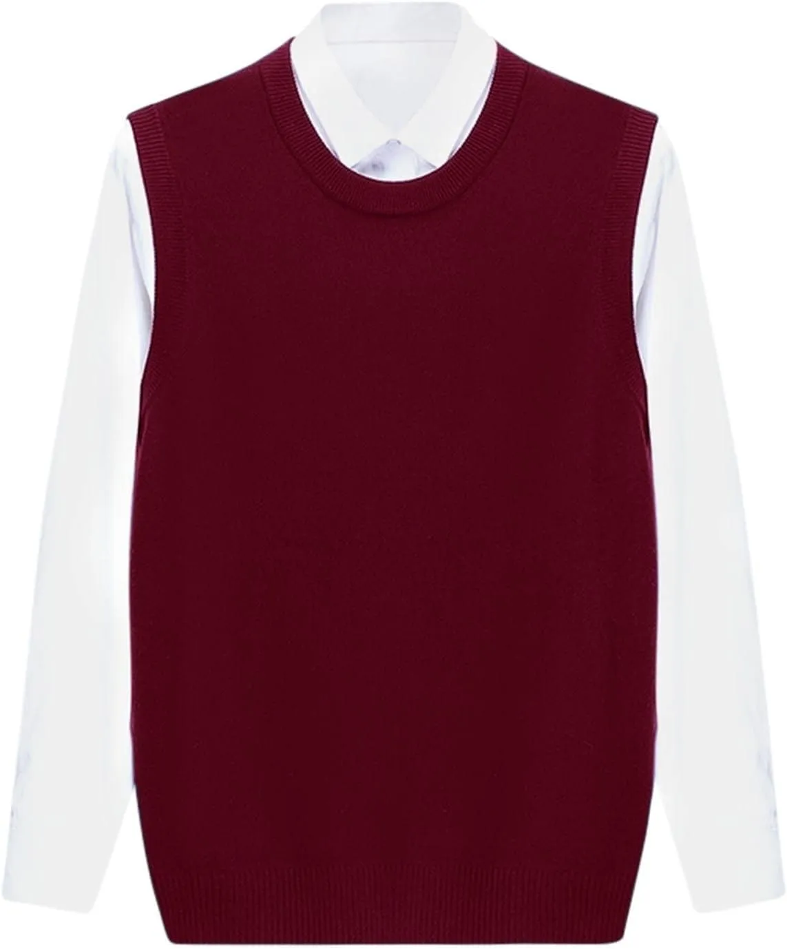 Men's Crewneck Vest Sweater Sleeveless Knitted Pullover Solid Color Texture Tops Lightweight Casual Loose Sweaters
