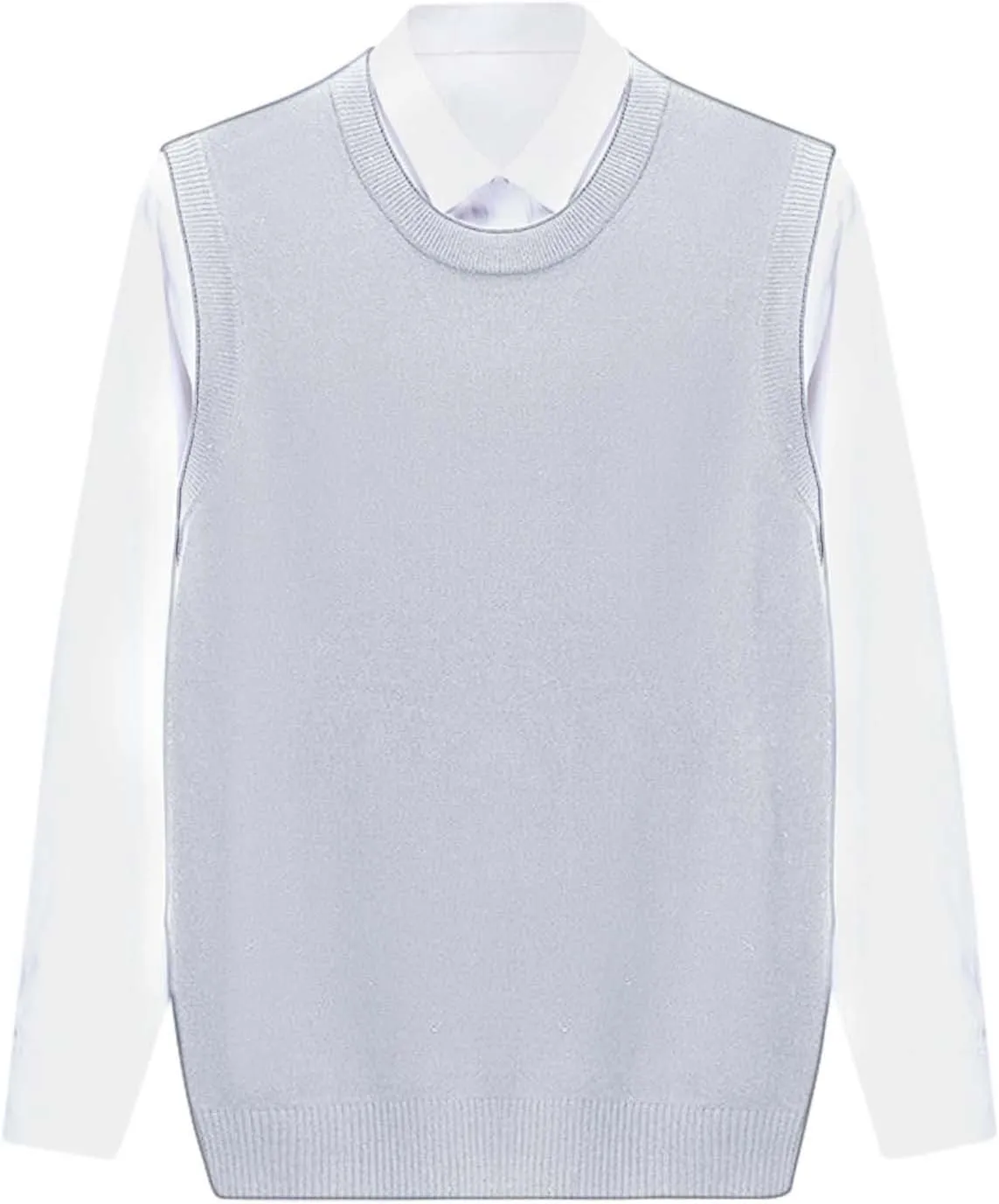 Men's Crewneck Vest Sweater Sleeveless Knitted Pullover Solid Color Texture Tops Lightweight Casual Loose Sweaters