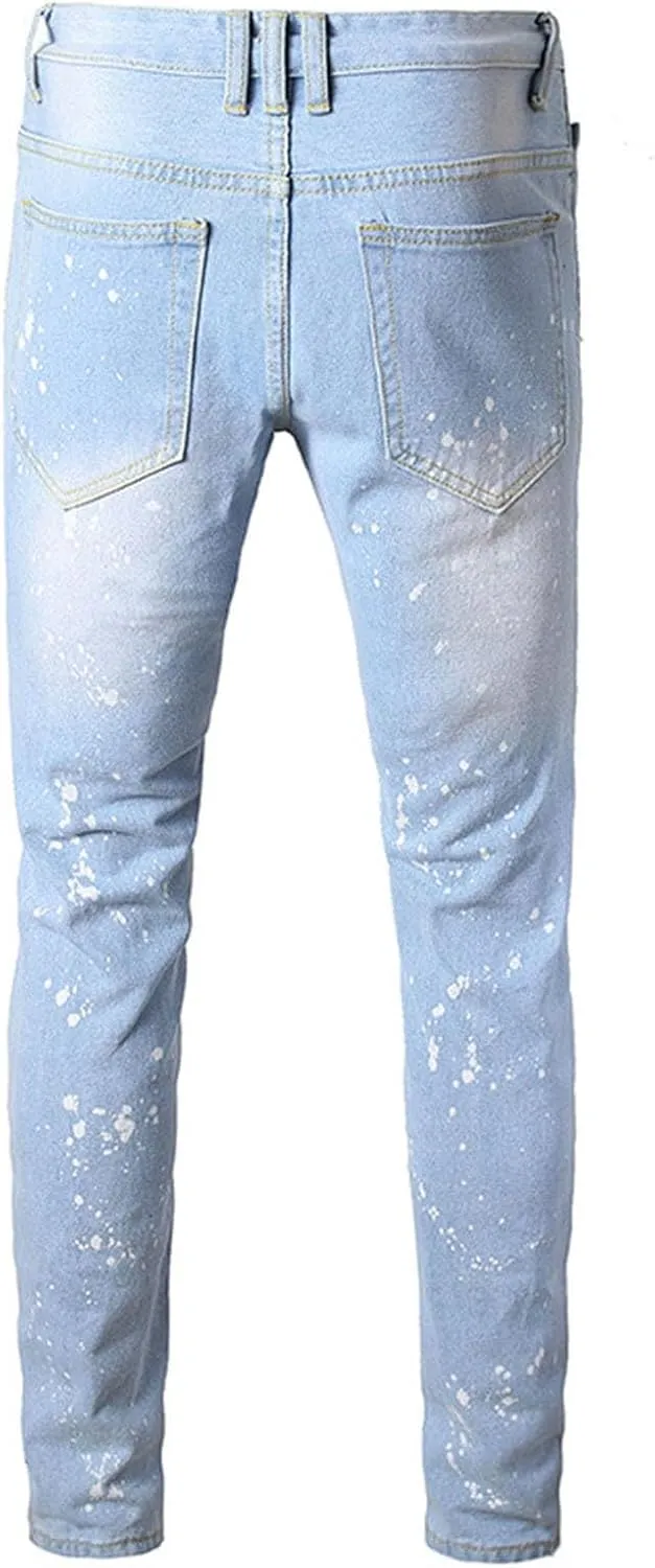 Mens Denim Shorts Ripped Jean Short Distressed Straight Fit Denim Shorts Casual Ripped Summer Denim Short Pants with Pockets