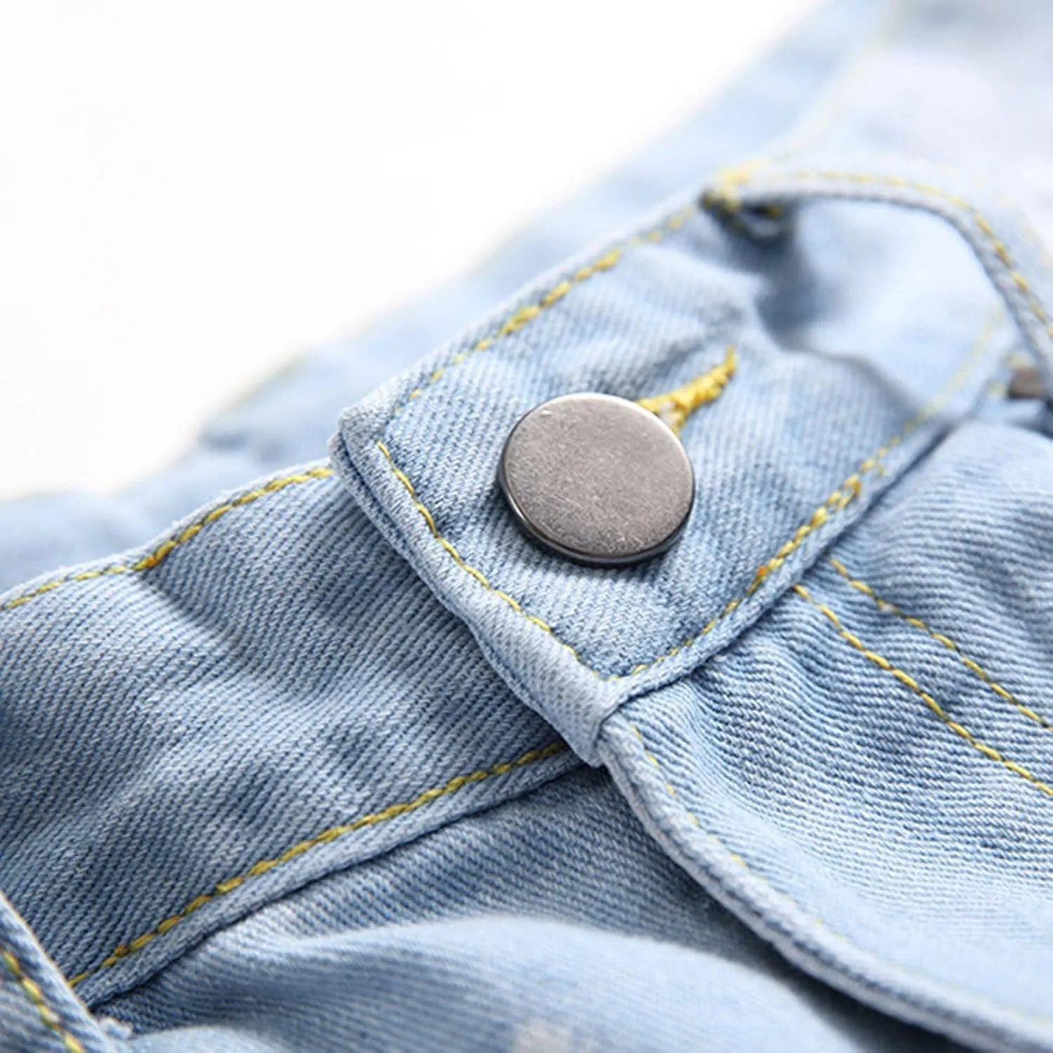 Mens Denim Shorts Ripped Jean Short Distressed Straight Fit Denim Shorts Casual Ripped Summer Denim Short Pants with Pockets