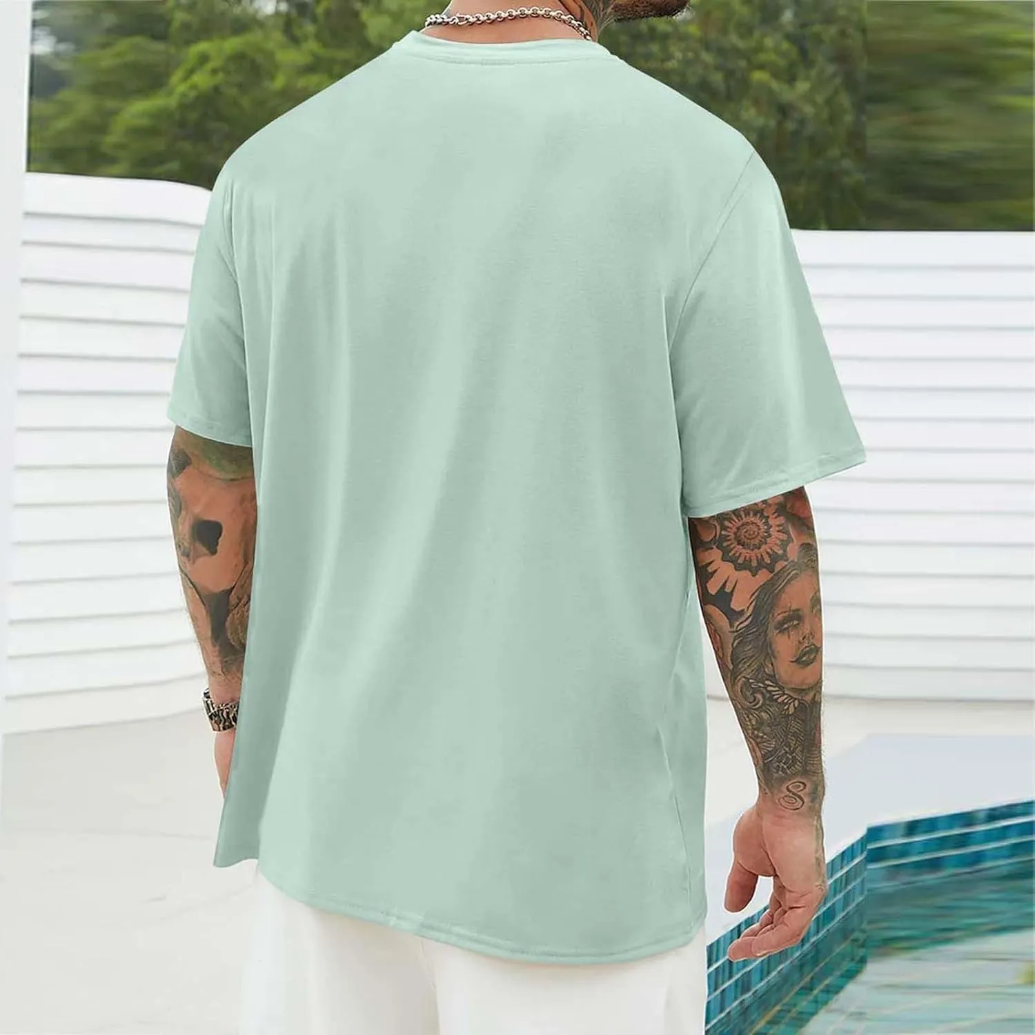 Mens Graphic T-Shirts Plus Size Summer Palm Tree Printed Tshirt Short Sleeve Casual Loose Fit Crew Neck Tee Tops