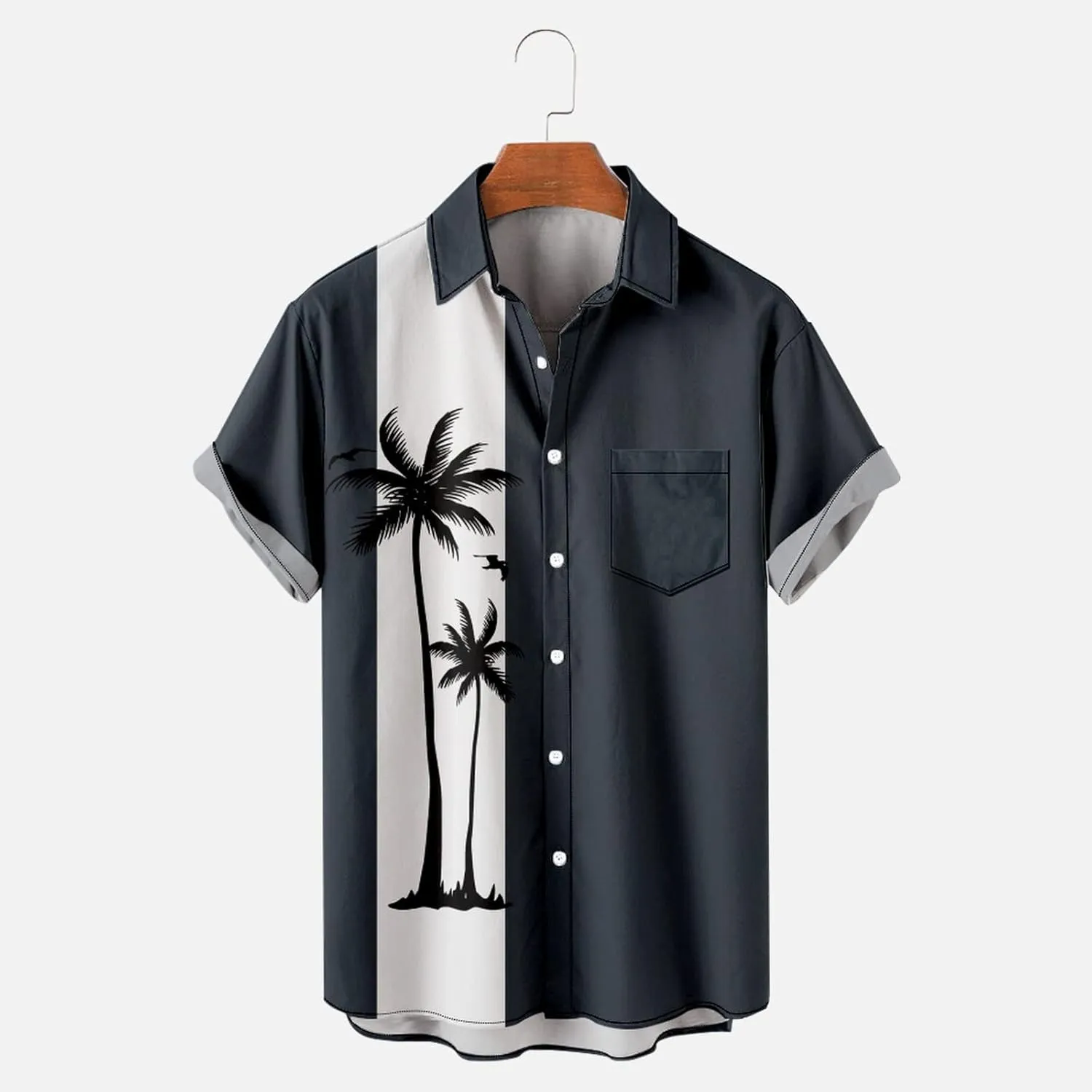 Mens Graphic T-Shirts Summer Big and Tall Short Sleeve Button Down Shirt Casual Athletic Tee Top Hawaiian Beach Shirt