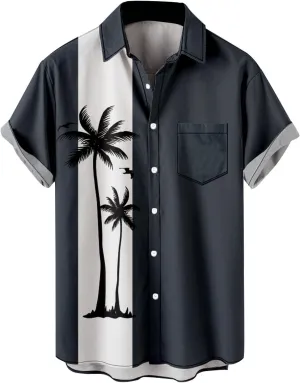 Mens Graphic T-Shirts Summer Big and Tall Short Sleeve Button Down Shirt Casual Athletic Tee Top Hawaiian Beach Shirt