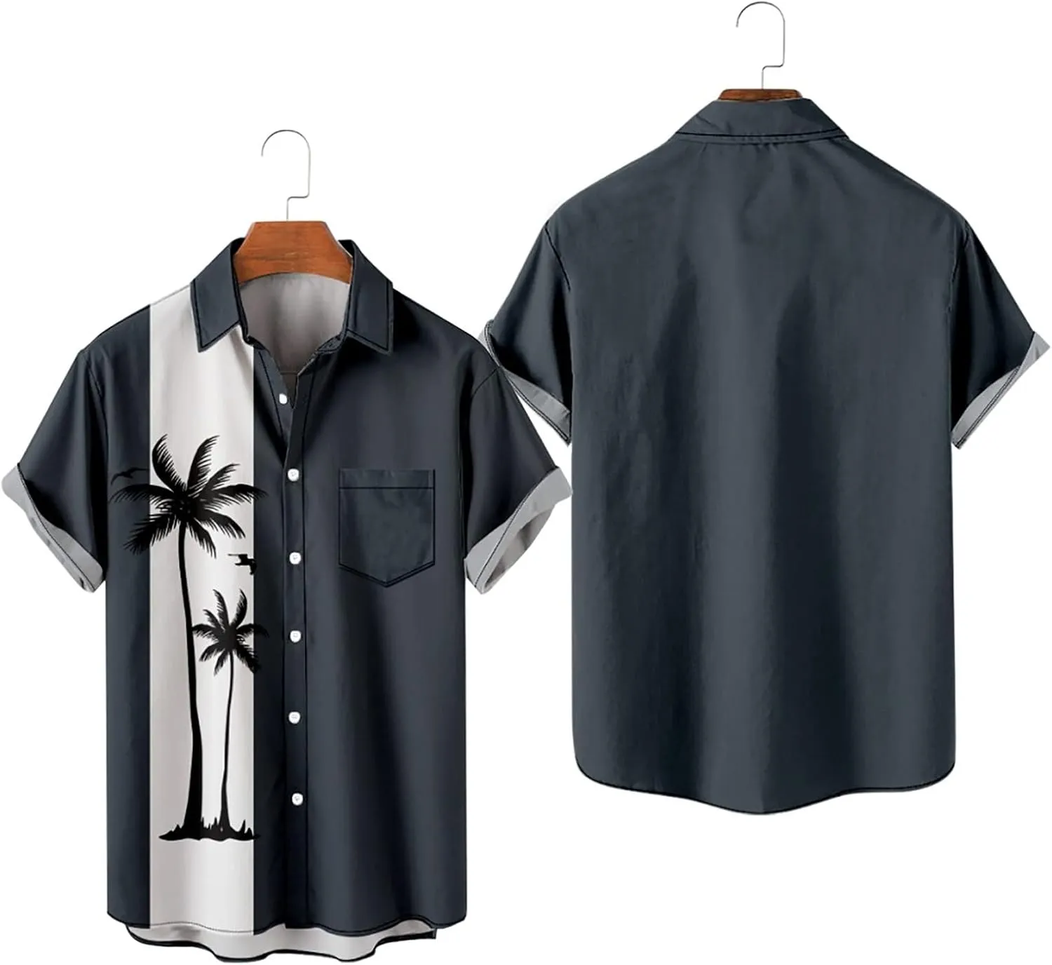 Mens Graphic T-Shirts Summer Big and Tall Short Sleeve Button Down Shirt Casual Athletic Tee Top Hawaiian Beach Shirt