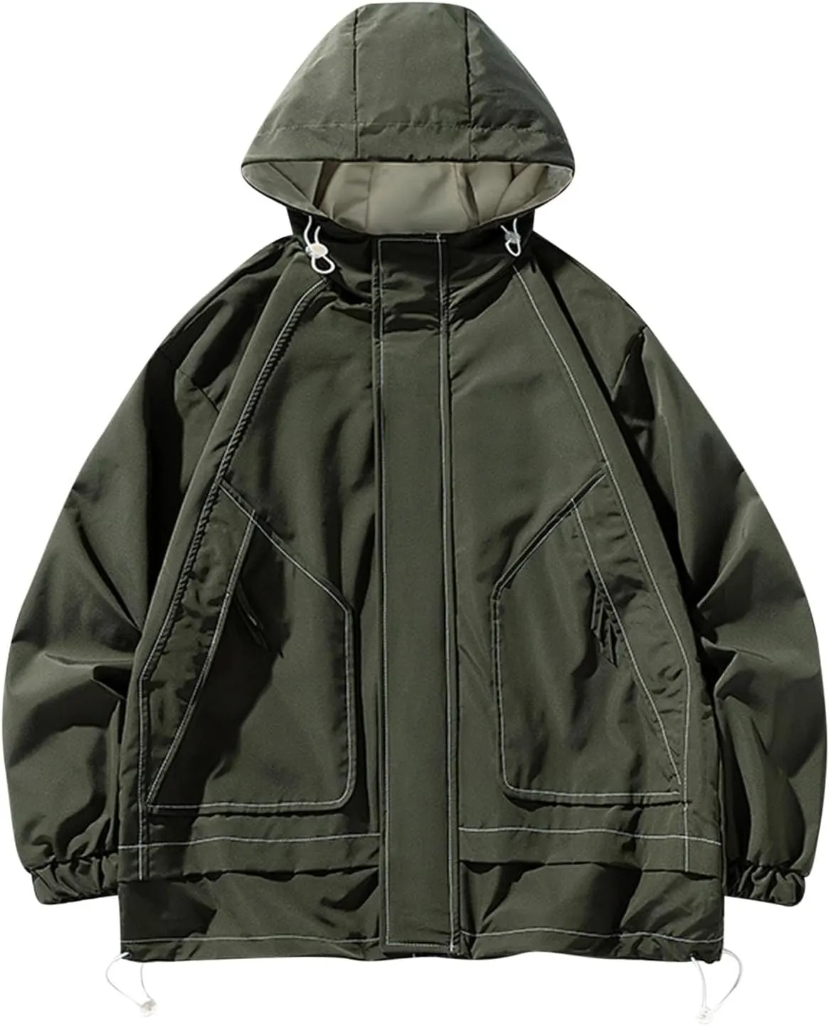 Mens Jacket Windproof with Hooded Outdoor Hiking Coat Lightweight Casual Windbreaker Coats Classic Workwear Hoodie
