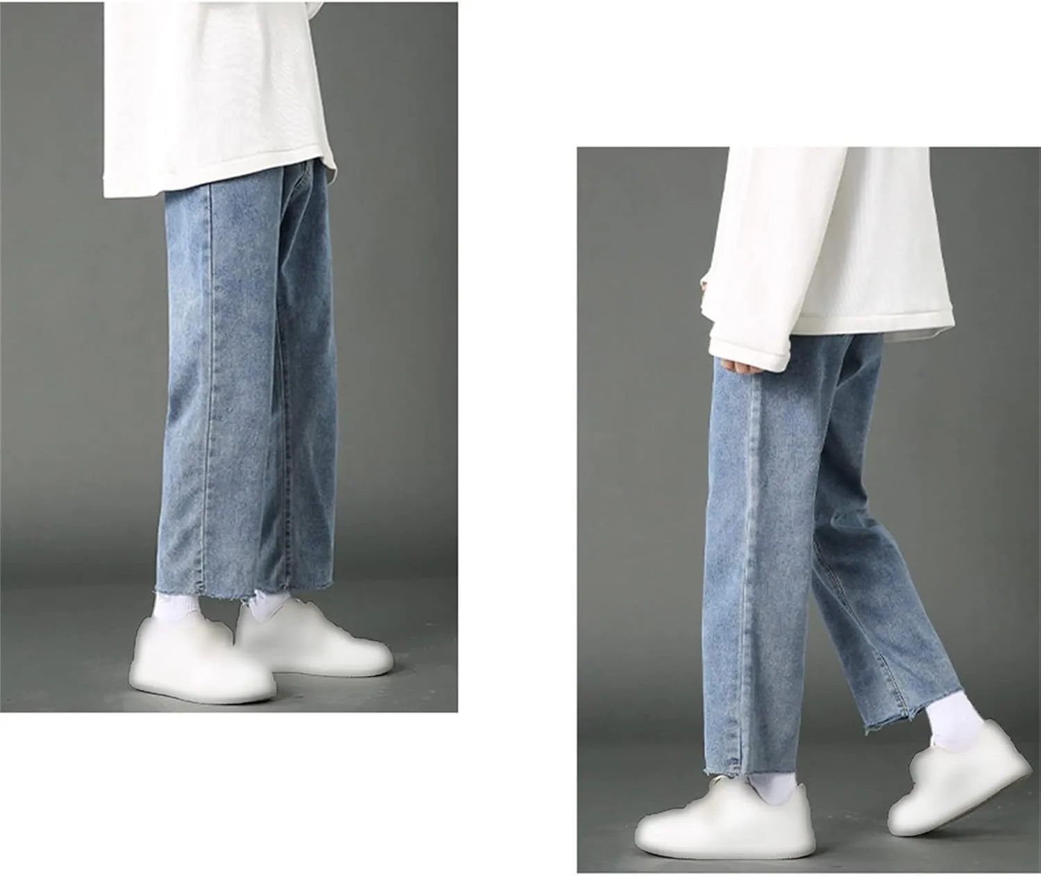 Men's Loose Fit Straight Leg Jeans Distressed Washed Hip Hop Denim Pants Vintage Relaxed Fit Lightweight Jean