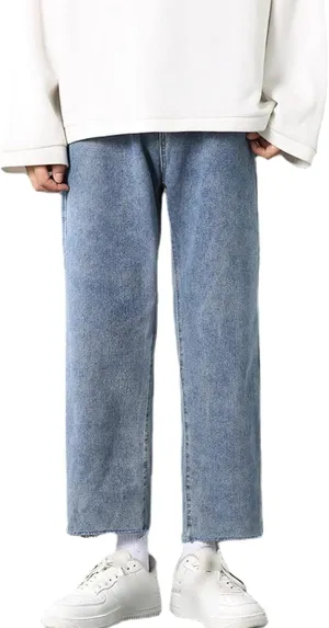 Men's Loose Fit Straight Leg Jeans Distressed Washed Hip Hop Denim Pants Vintage Relaxed Fit Lightweight Jean