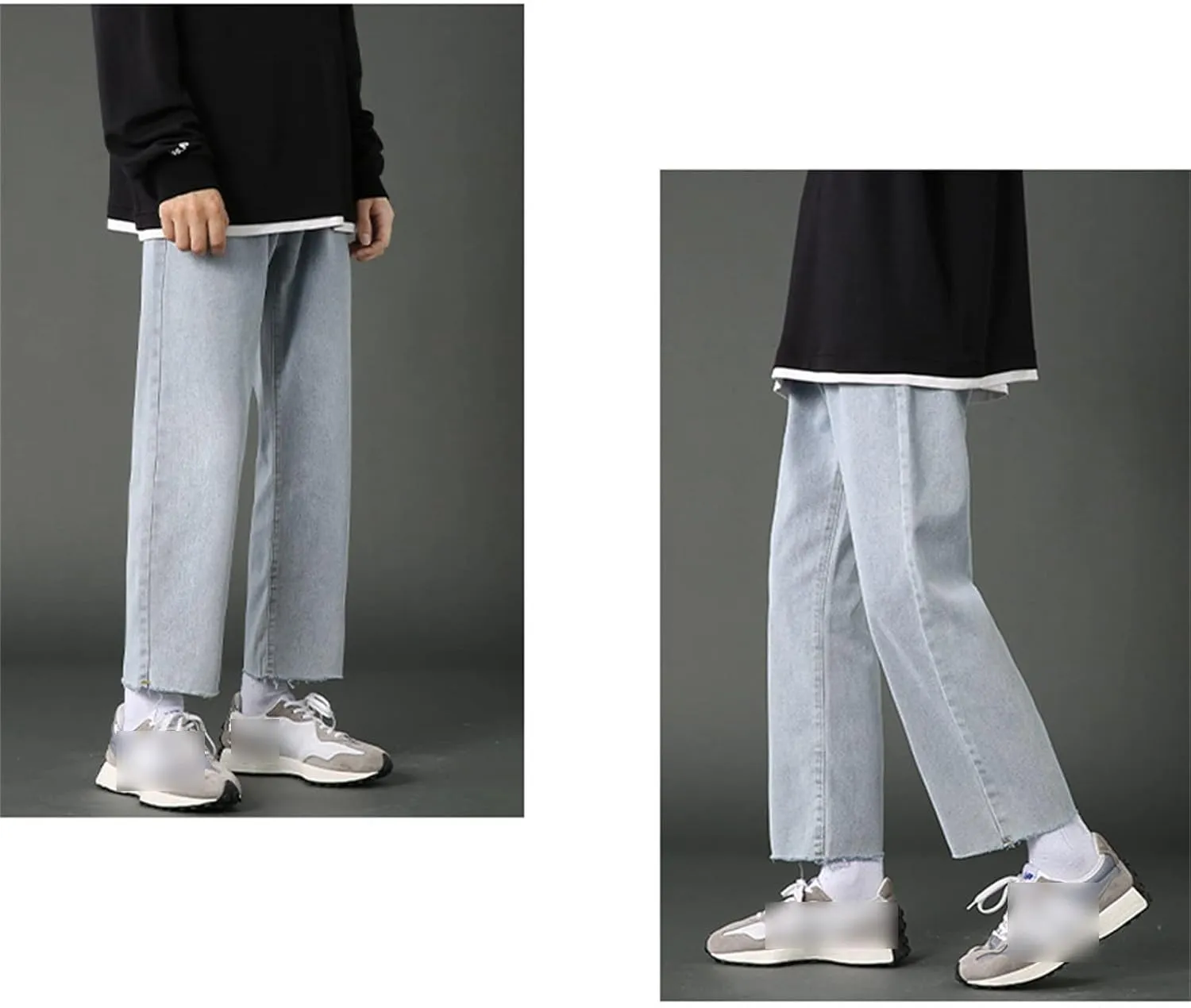 Men's Loose Fit Straight Leg Jeans Distressed Washed Hip Hop Denim Pants Vintage Relaxed Fit Lightweight Jean