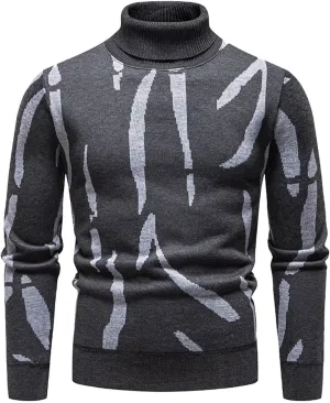 Men's Mock Turtleneck Sweater Long Sleeve Graphic Pullover Lightweight Slim Fit Tops Knitted Thermal Fall Sweater