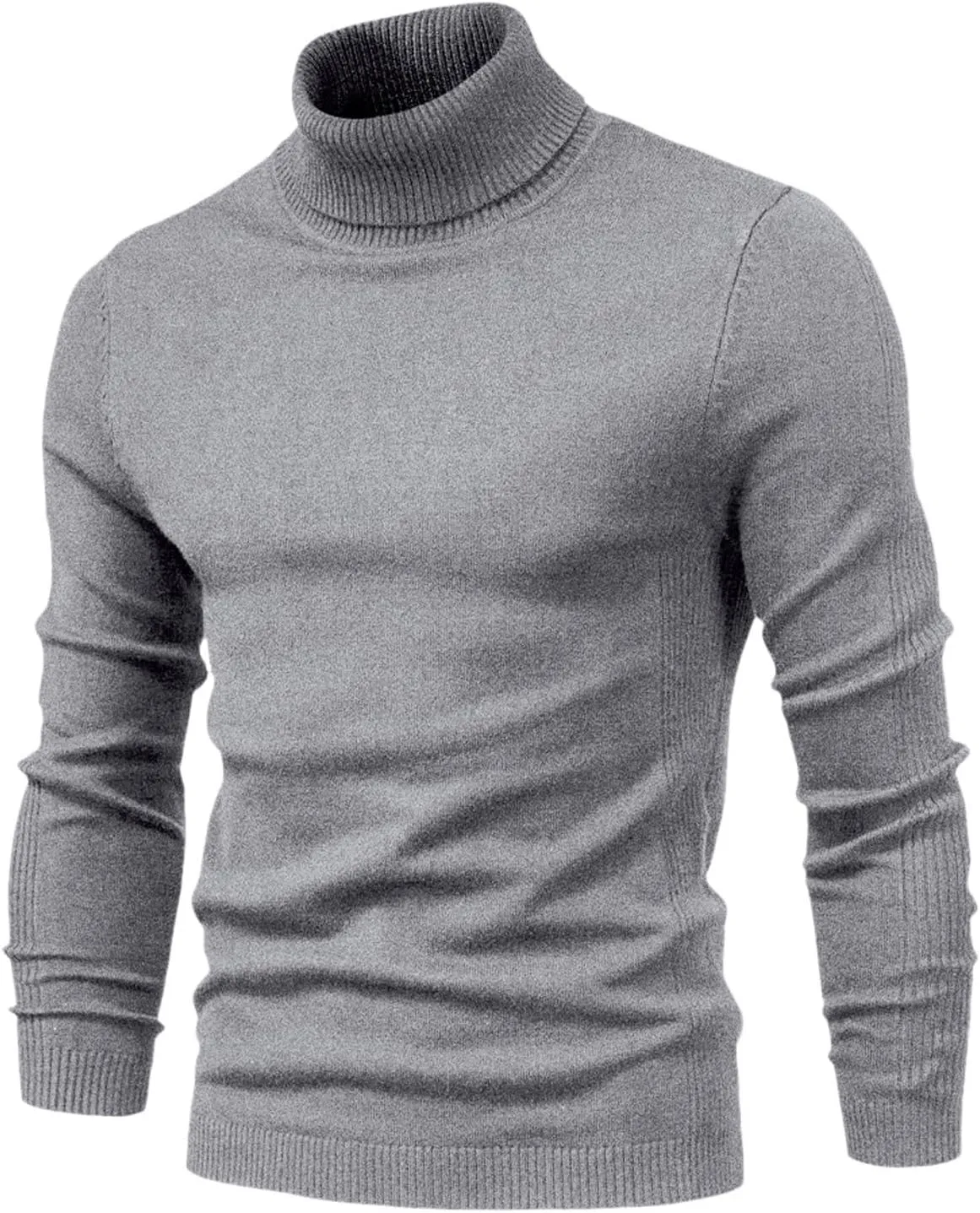 Men's Mock Turtleneck Sweater Slim Fit Lightweight Pullover Long Sleeve Solid Color Knitwear Ribbed Tops Fall Sweater
