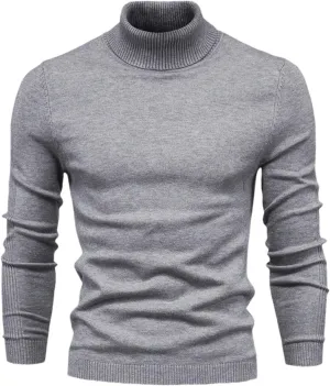 Men's Mock Turtleneck Sweater Slim Fit Lightweight Pullover Long Sleeve Solid Color Knitwear Ribbed Tops Fall Sweater