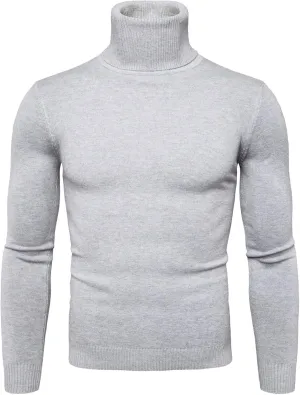Men's Mock Turtleneck Sweater Slim Fit Lightweight Pullover Long Sleeve Solid Color Knitwear Ribbed Tops Fall Sweater