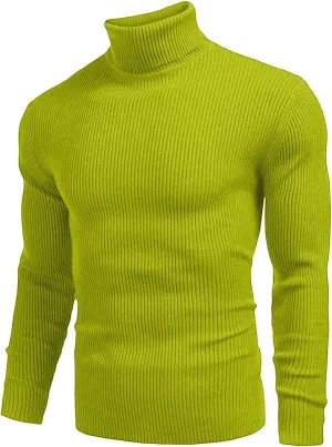 Men's Oversized Sweaters Turtleneck Long Sleeve Knitted Lightweight Sweaters Autumn Solid Thermal Gym Sportswear