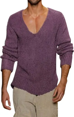 Men's Oversized Sweaters V Neck Long Sleeve Knitted Lightweight Sweaters Autumn Solid Comfortable Gym Sportswear