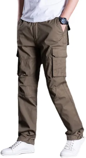 Men's Ripstop Relaxed-Fit Cargo Pants?Multi Pocket Combat Work Pants?Hiking Work Trousers