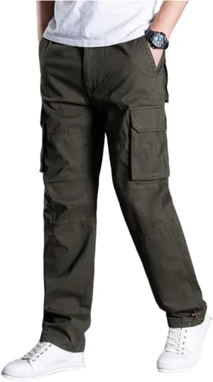 Men's Ripstop Relaxed-Fit Cargo Pants?Multi Pocket Combat Work Pants?Hiking Work Trousers