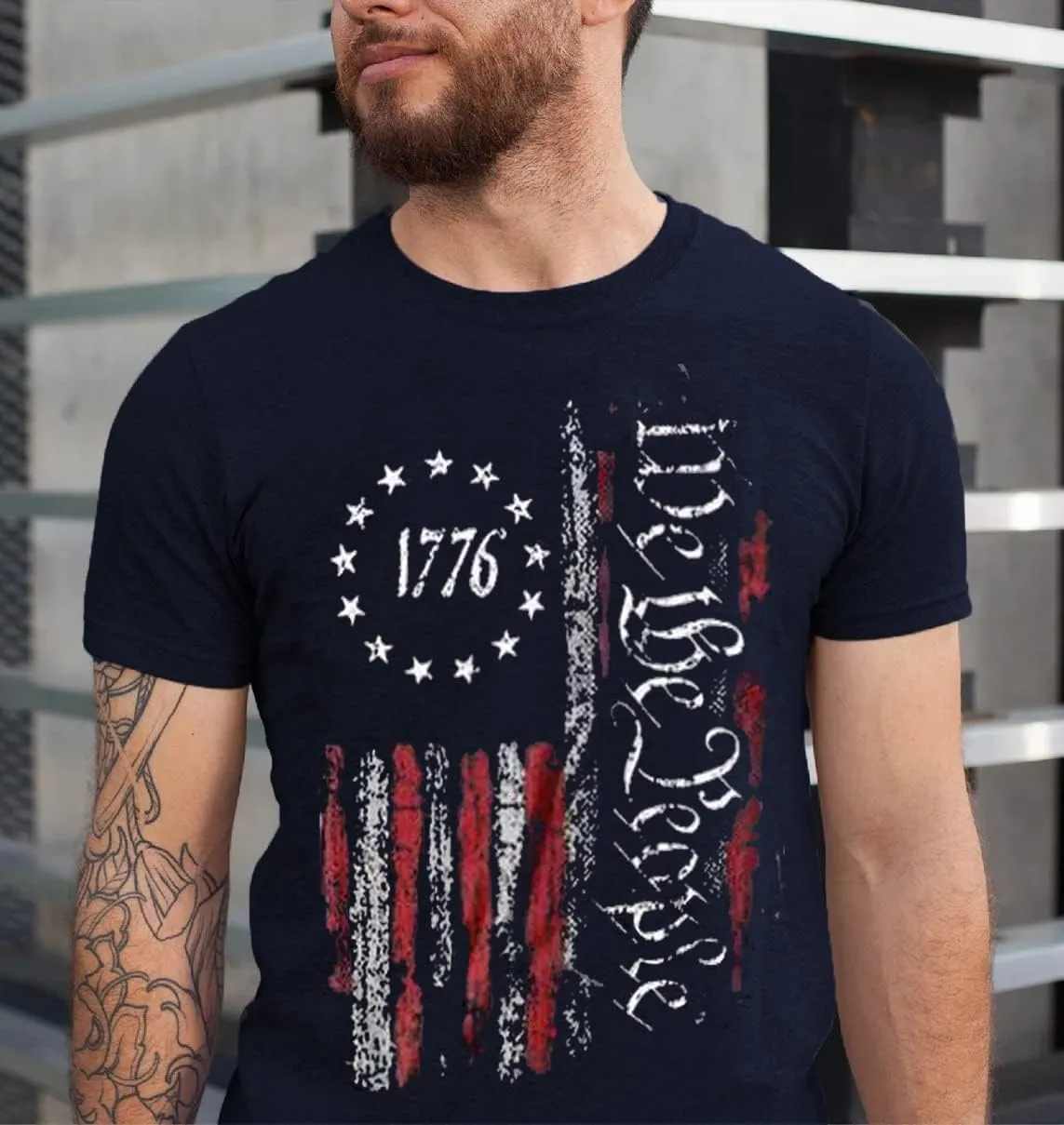 Mens Shirts Casual Short Sleeve Flag T Shirts Fashion Graphic Tee Top