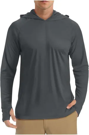 Men's Sun Shirts UPF 50  Hooded Fishing Shirts Long Sleeve UV Fishing Hoodies Hiking Swim Athletic Workout T-Shirts