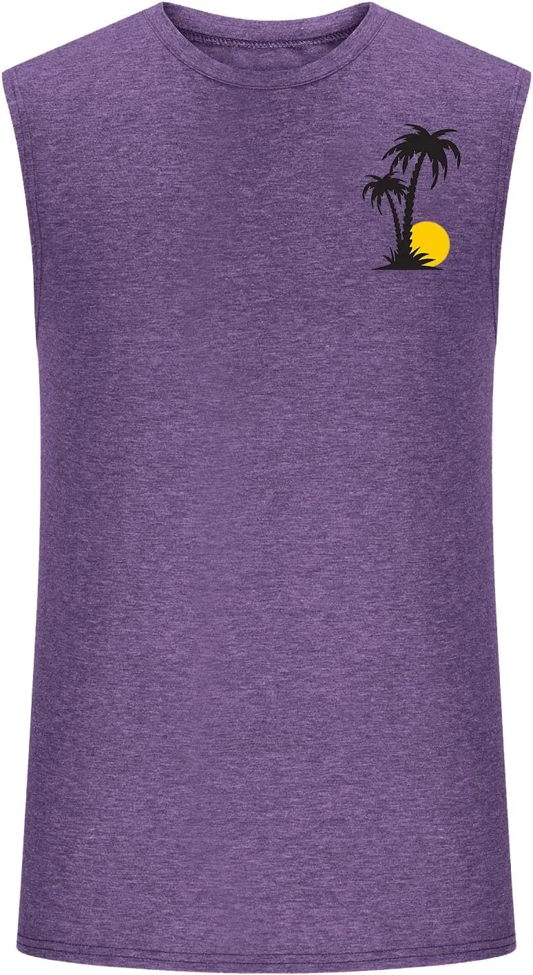 Mens Tank Tops Graphic Summer Tees Cotton Workout Gym Cut Off Sleeveless T Shirts Loose Fit Muscle Athletic Tank Tops