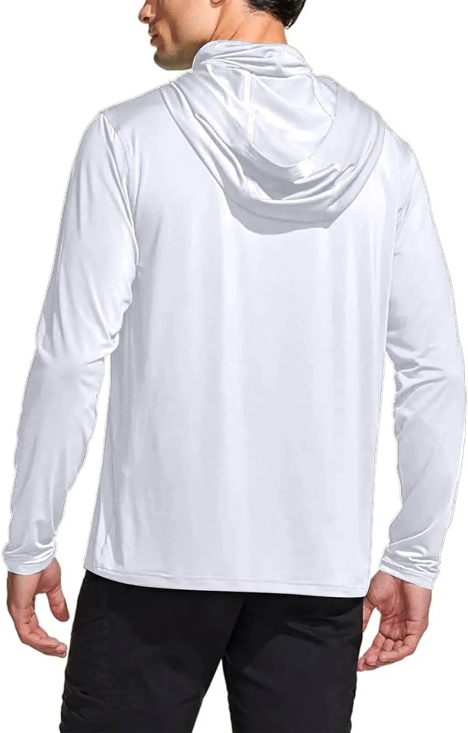 Men's UPF 50  Fishing Hoodie Shirts SPF UV Sun Shirts with Gaiter Rash Guard Long Sleeve Outdoor Hiking Swim T-Shirts
