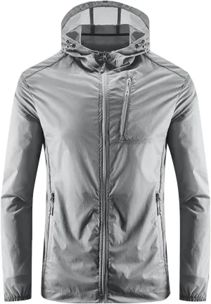 Mens UPF 50  Sun Protection Jacket Summer Quick Dry Lightweight UV Sun Shirts Outdoor Hiking Fishing Full Zip Hoodie