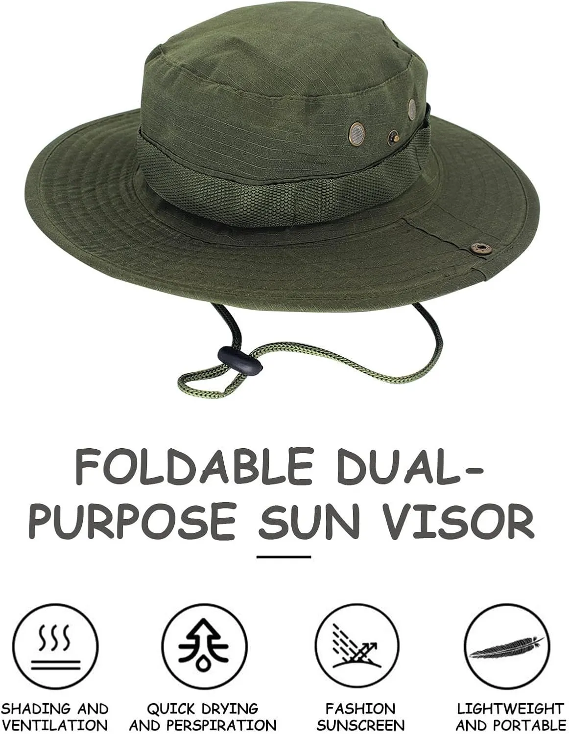 Mens Wide Brim Sun Hat Outdoor Safari Bucket Hats UV Protection Hiking Fishing Hat Travel Camping Flap Hats for Men
