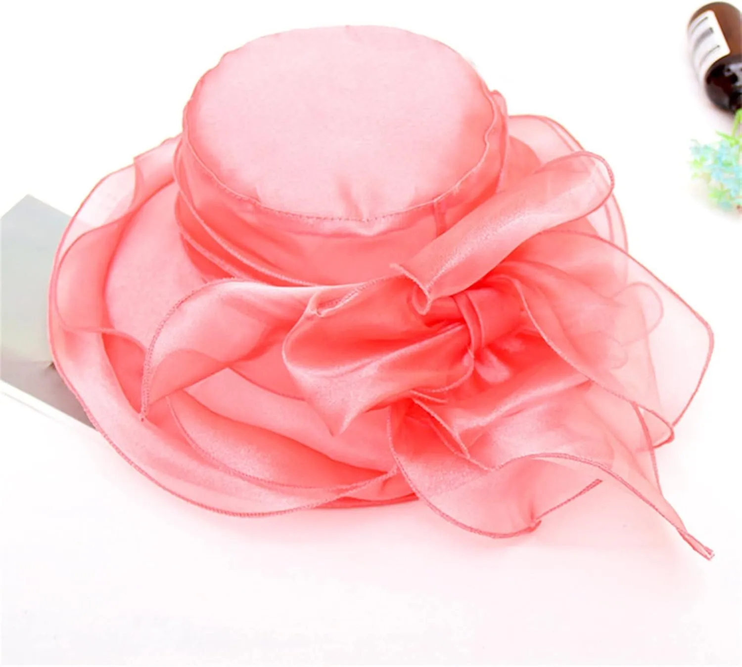 Mesh Sunshade Hat Flower Temperament Wedding Dress Hat Sun Dome Large Brim Hat Fashion Hat Buckets Spring Summer