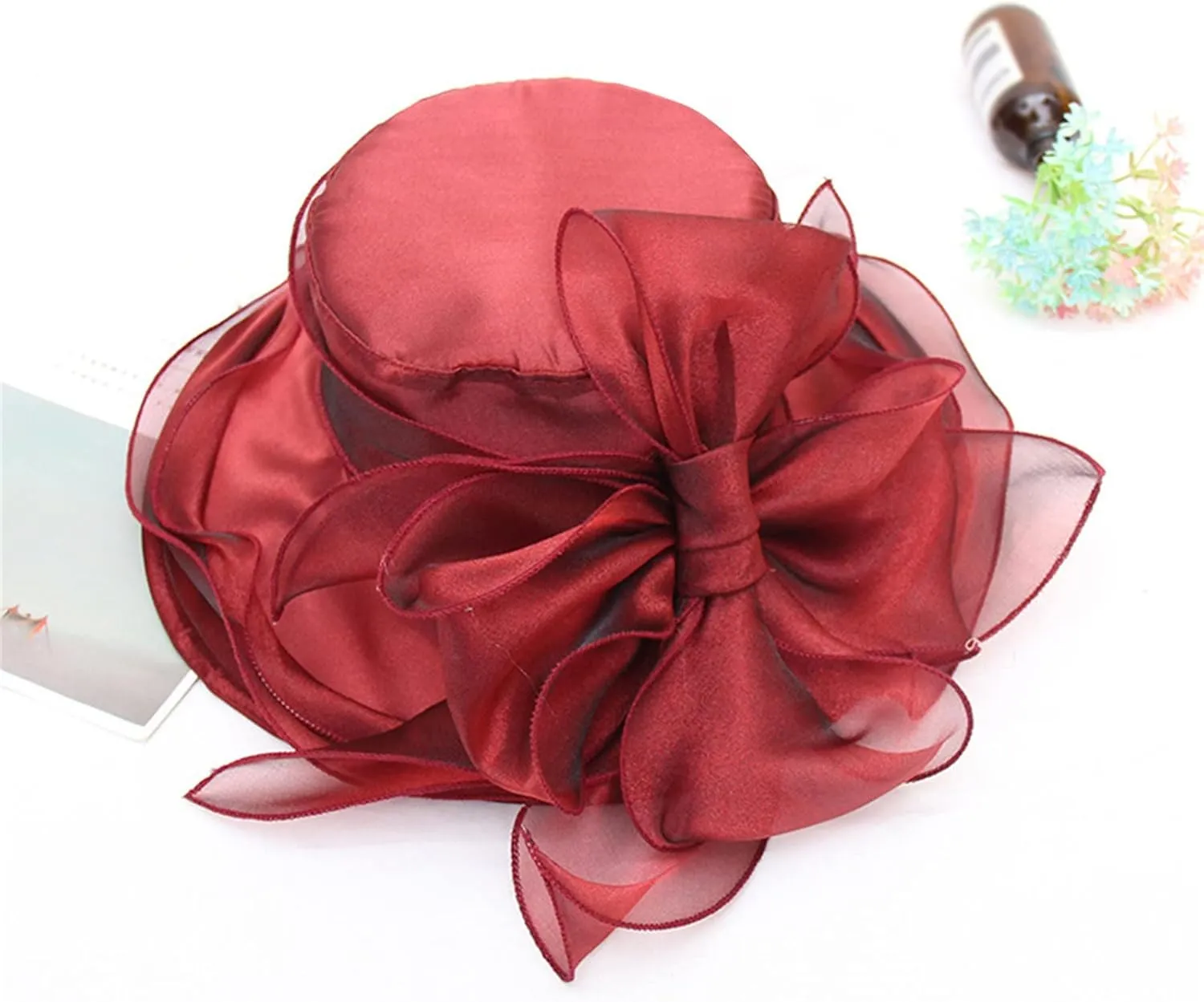 Mesh Sunshade Hat Flower Temperament Wedding Dress Hat Sun Dome Large Brim Hat Fashion Hat Buckets Spring Summer
