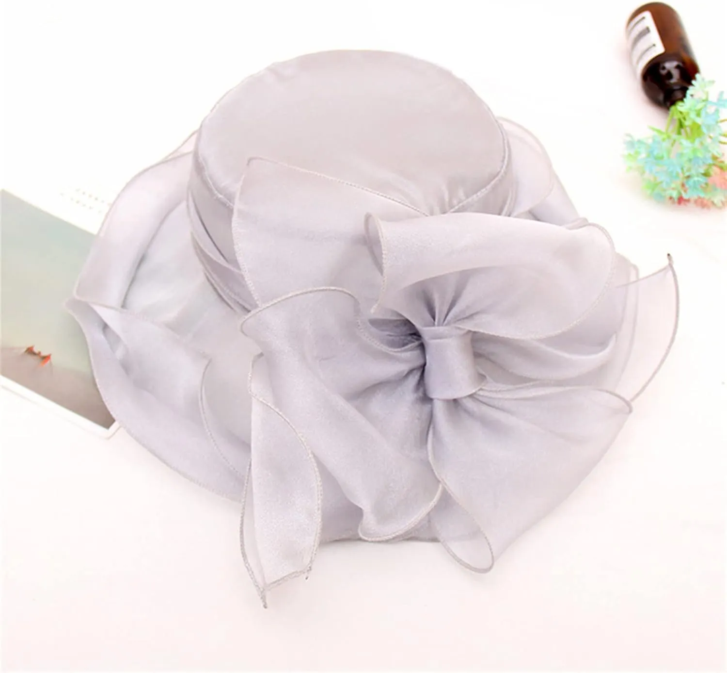 Mesh Sunshade Hat Flower Temperament Wedding Dress Hat Sun Dome Large Brim Hat Fashion Hat Buckets Spring Summer