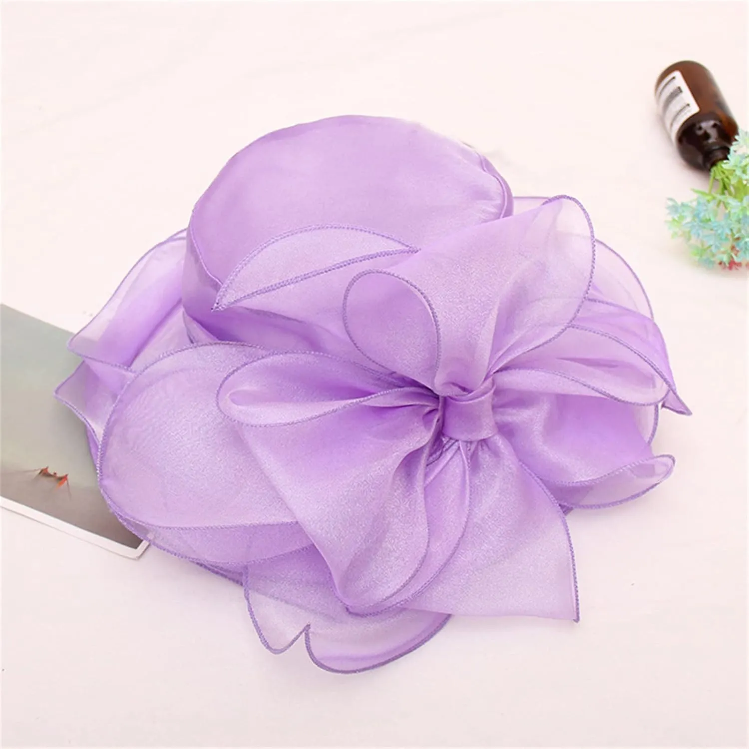 Mesh Sunshade Hat Flower Temperament Wedding Dress Hat Sun Dome Large Brim Hat Fashion Hat Buckets Spring Summer