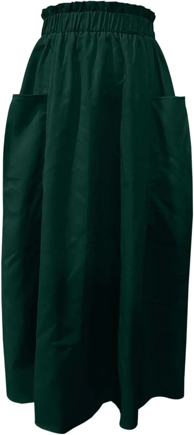Midi Skirts for Women High Elastic Waist Loose Casual Flowy A-Line Summer Vacation Maxi Skirts with Pockets Streetwear