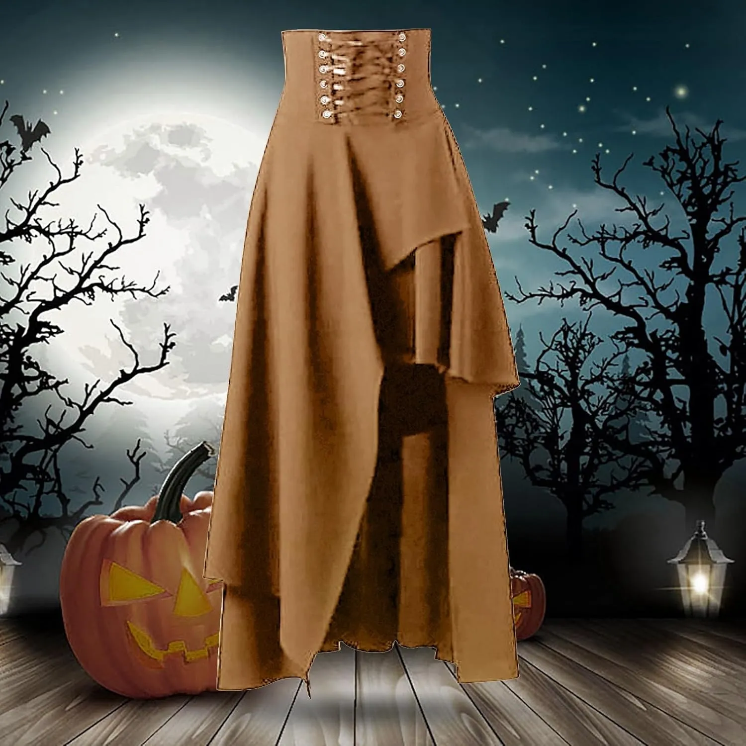 Midi Skirts for Women High Waist Lace Up Vintage Style Loose Hem Tummy Control Lolita Skirt Ladies Trendy Clothes