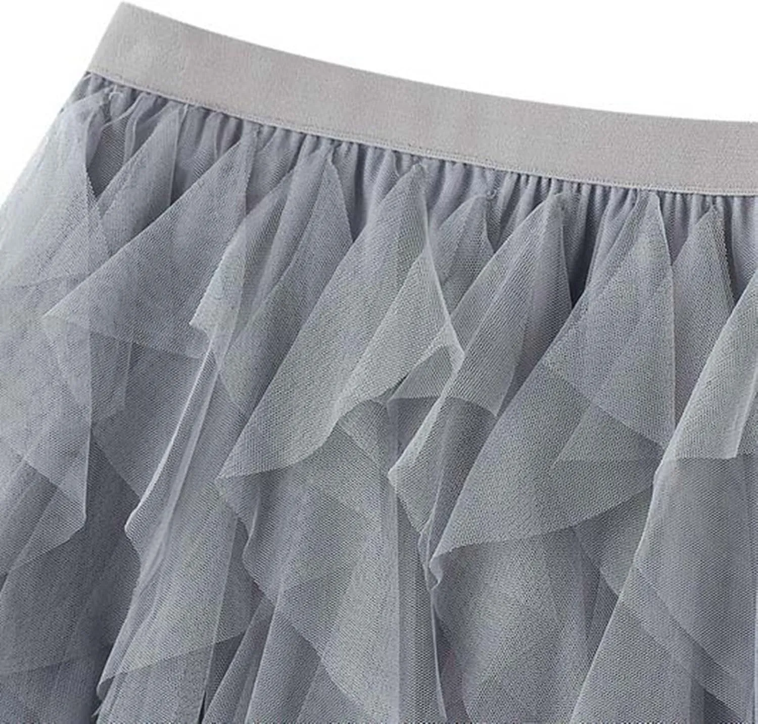 Midi Skirts for Women Lightweight Tummy Control High Elastic Waist Lace Sheer Ruffle Hem A-Line Palazzo Skirts