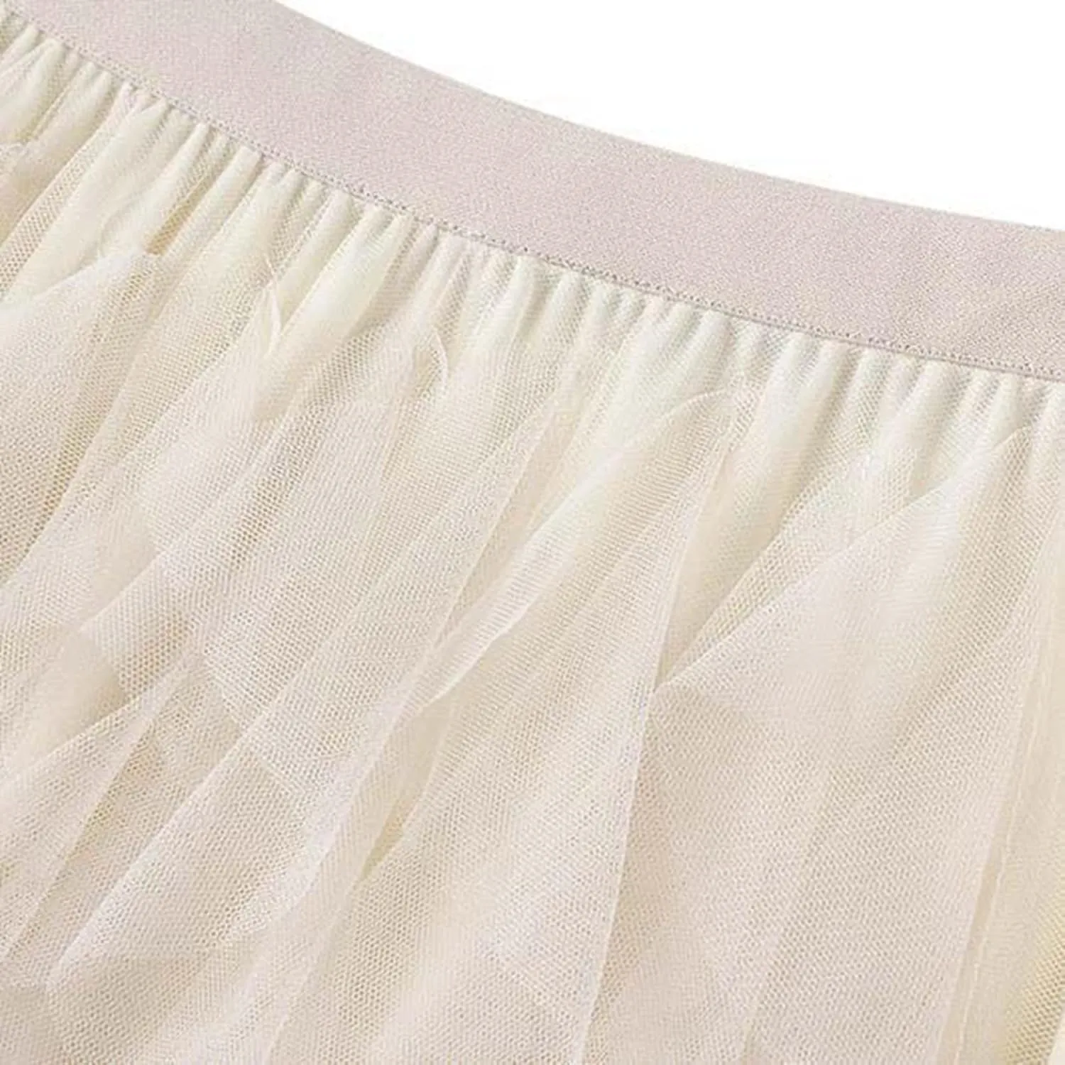 Midi Skirts for Women Lightweight Tummy Control High Elastic Waist Lace Sheer Ruffle Hem A-Line Palazzo Skirts