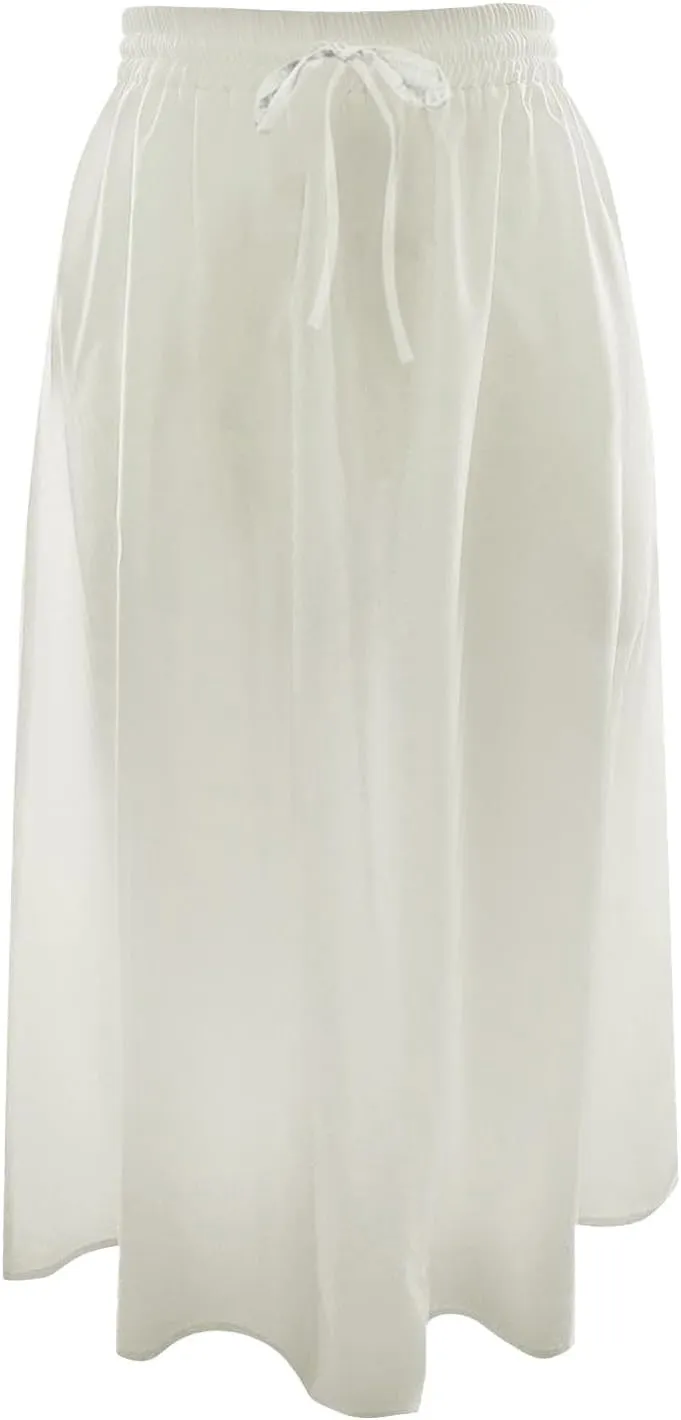 Midi Skirts for Women Summer Casual Flow A Line Elastic Tie Waist Swing Long Skirt Dress with Pockets Trendy Outfits