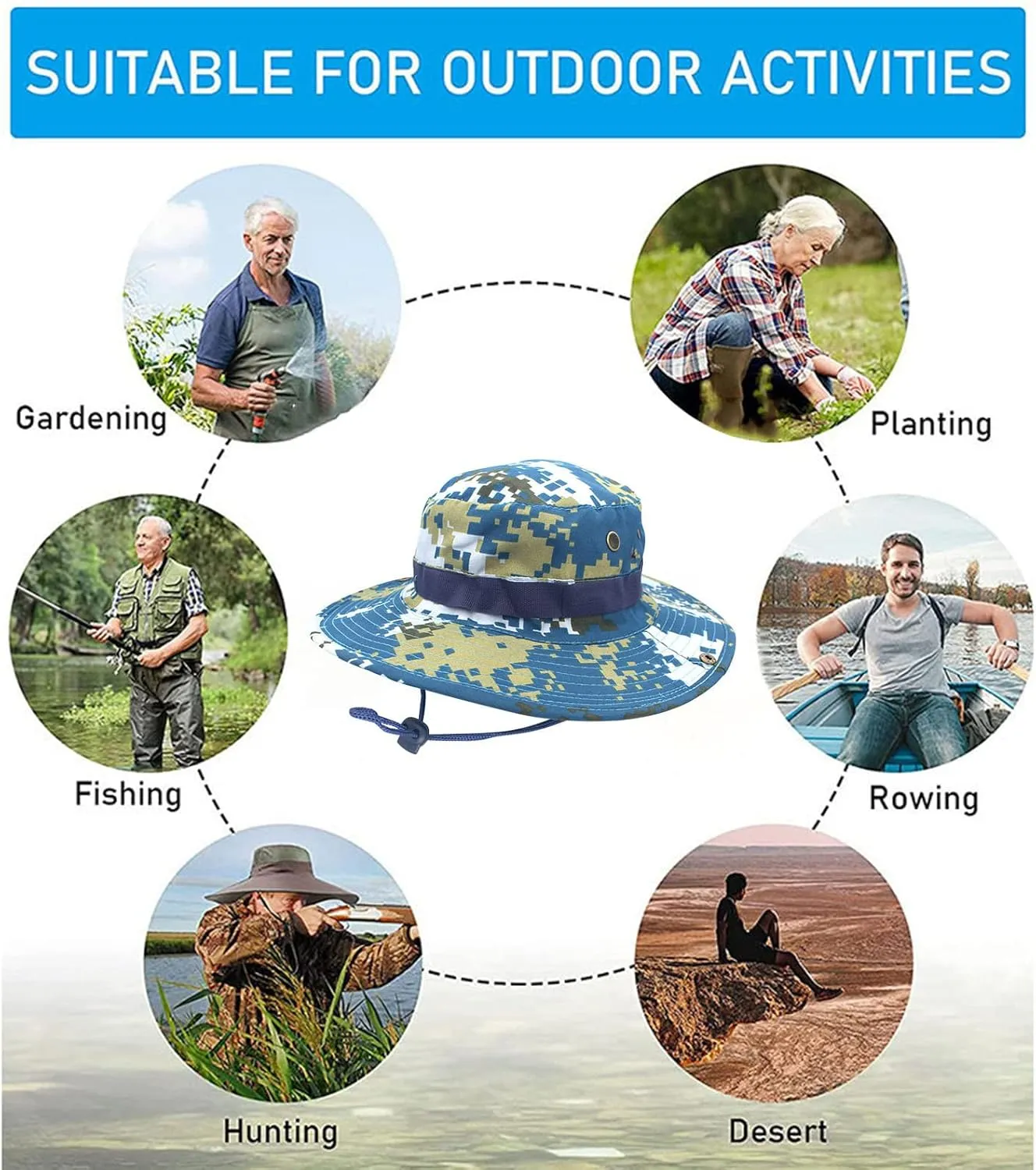 Military Tactical Boonie Hats for Men Women Camo Visor Bucket Hats Outdoor Hunting Fishing Caps Casual Safari Sun Hat