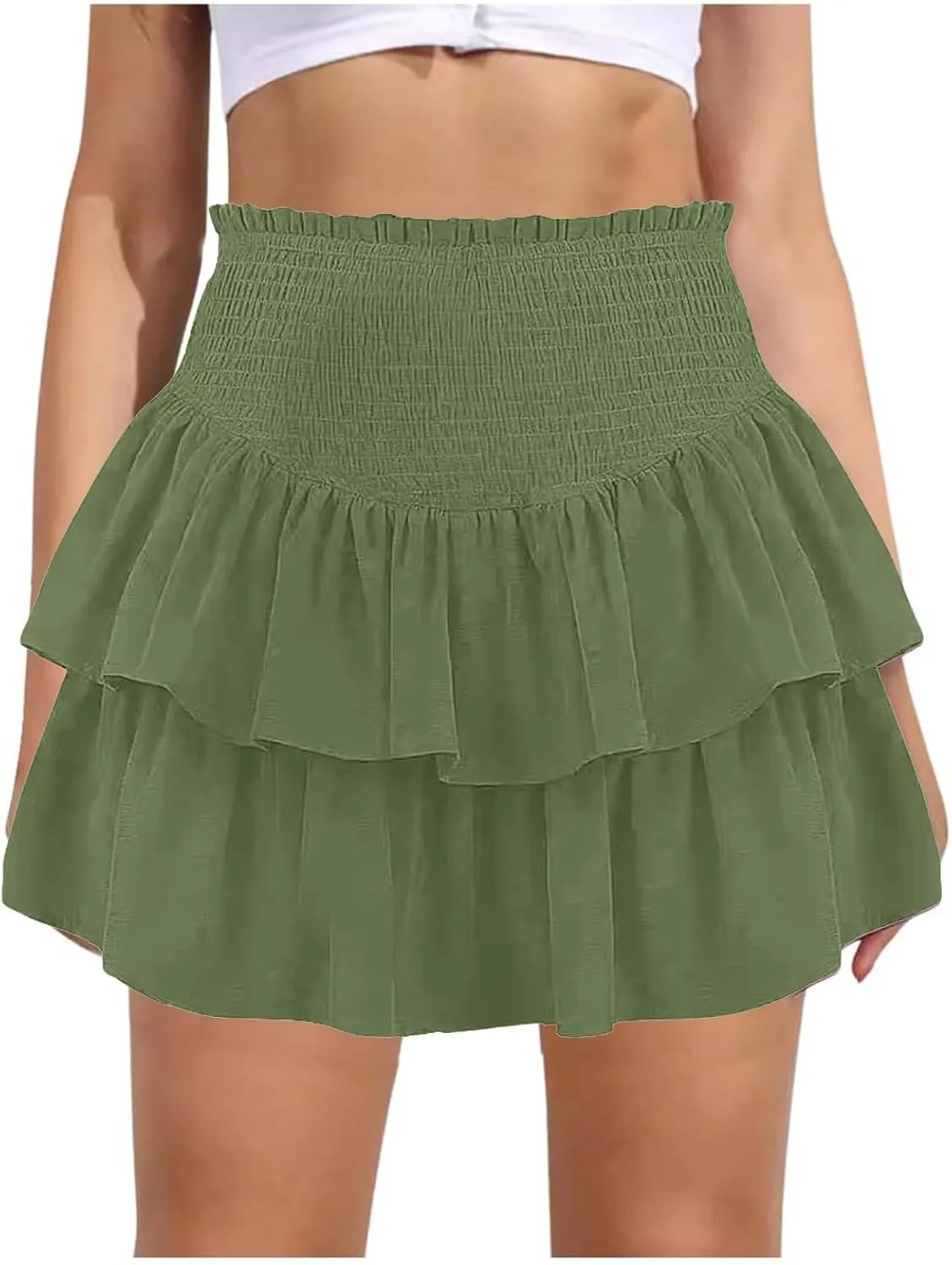 Mini Skirt for Women Fashion Stylish Ruffle Hem High Waist Tummy Control Trendy Y2K Hot Skirts for Summer Clubwear