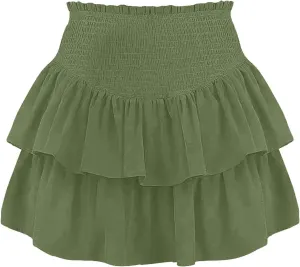 Mini Skirt for Women Fashion Stylish Ruffle Hem High Waist Tummy Control Trendy Y2K Hot Skirts for Summer Clubwear