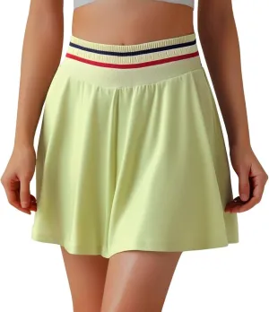 Mini Skirt for Women High Elastic Waist Sports Tummy Control Flowy Yoga Short Skirts for Summer Running Athletic
