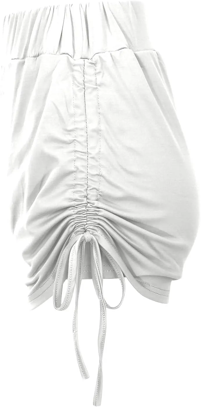 Mini Skirt Y2K for Women Side Lace Up Solid High Elastic Waist Slim Fit Stretchy Pencil Shorts Skirts for Women