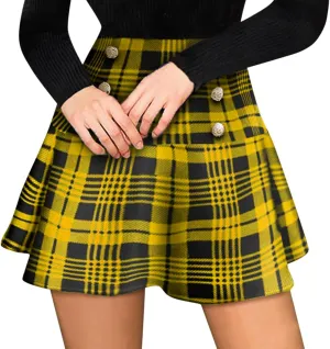Mini Skirts for Women High Elastic Waist Trendy Fashion Plaid Casual Mini Skirts for Women Trendy Clothes