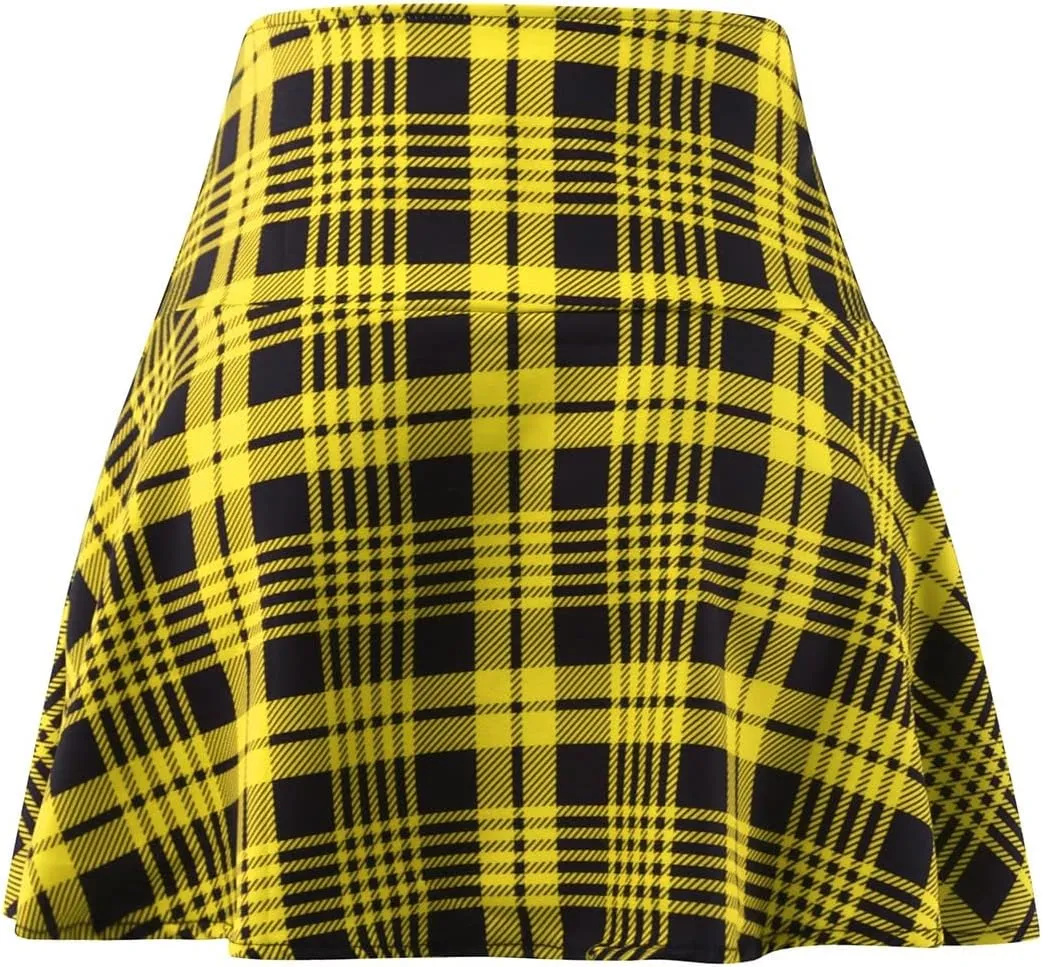 Mini Skirts for Women High Elastic Waist Trendy Fashion Plaid Casual Mini Skirts for Women Trendy Clothes