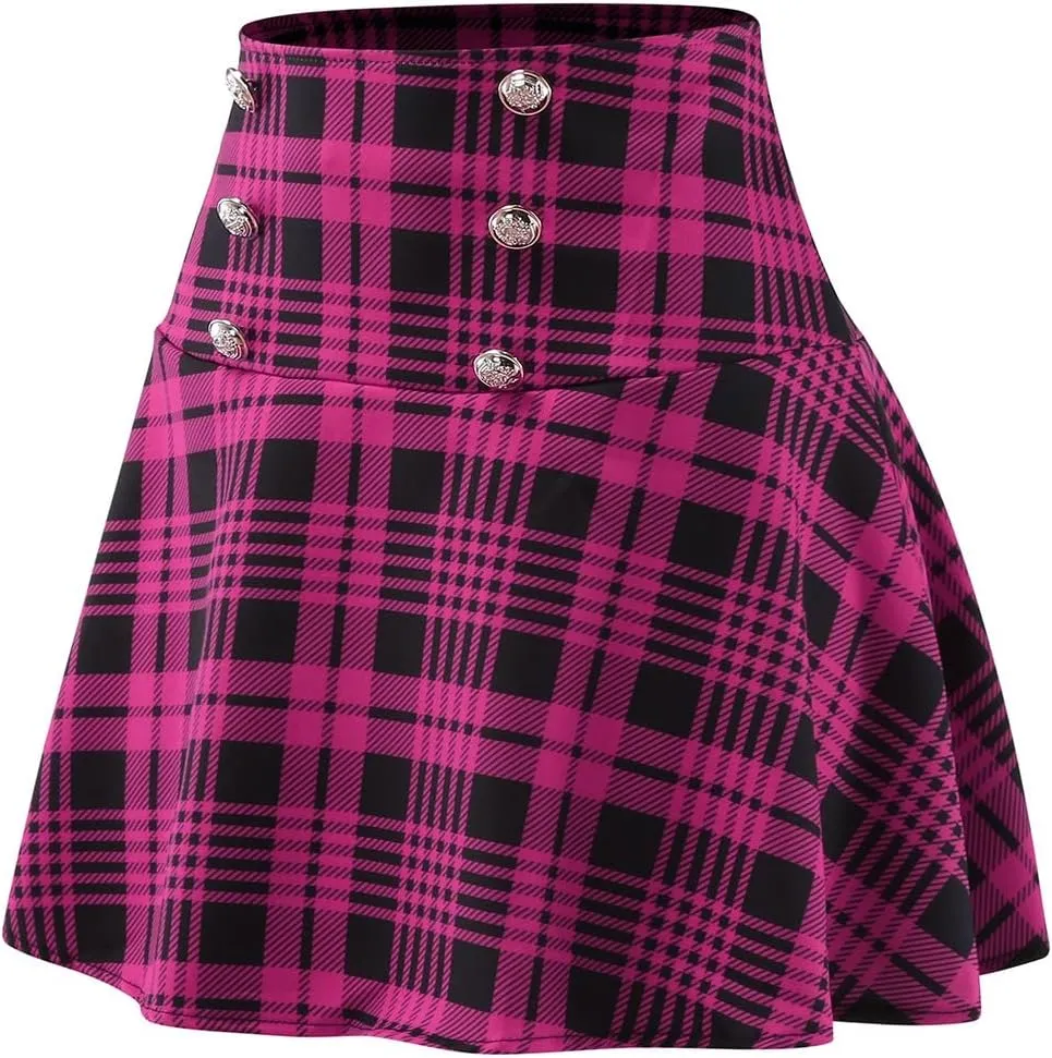 Mini Skirts for Women High Elastic Waist Trendy Fashion Plaid Casual Mini Skirts for Women Trendy Clothes