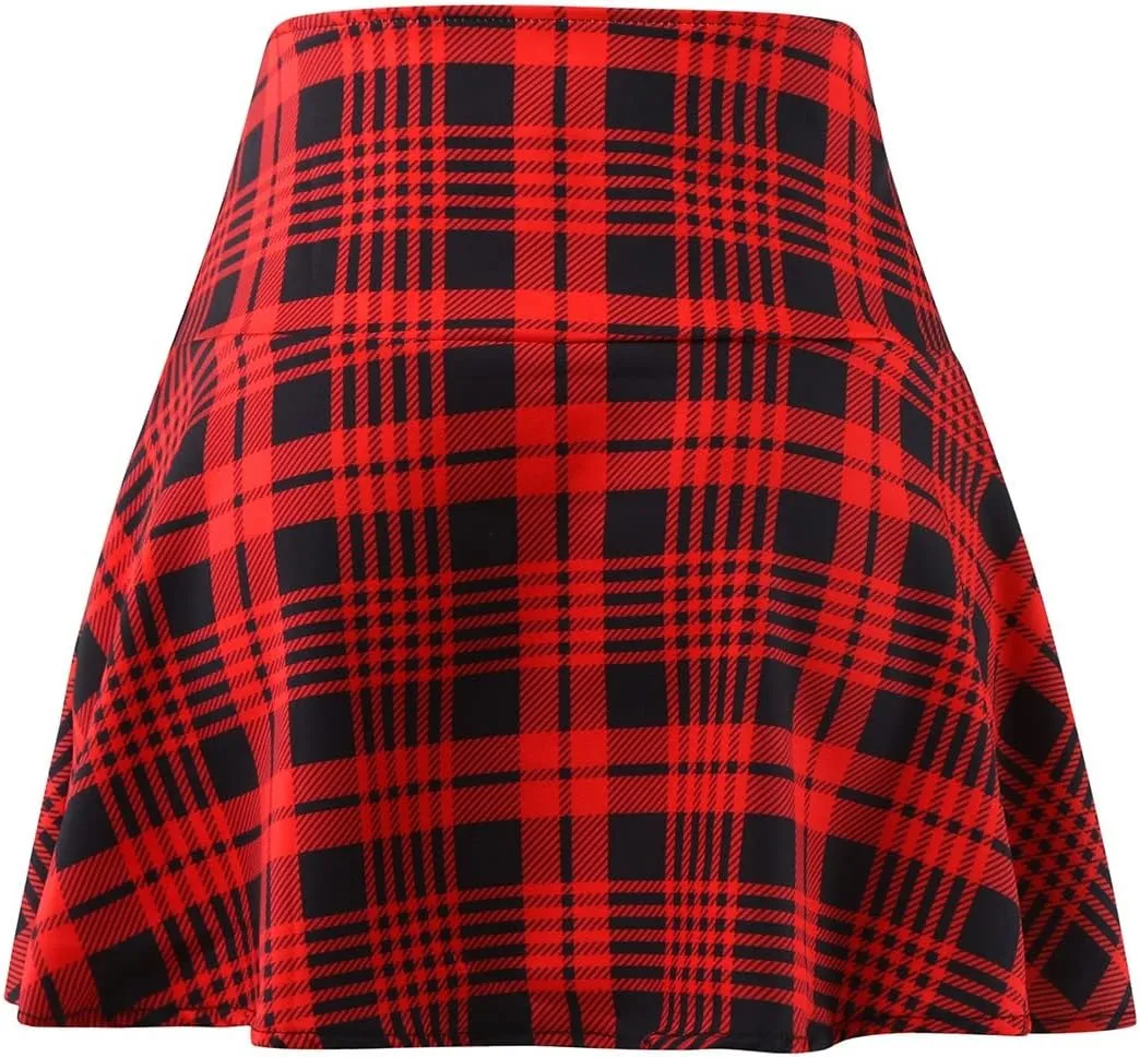 Mini Skirts for Women High Elastic Waist Trendy Fashion Plaid Casual Mini Skirts for Women Trendy Clothes